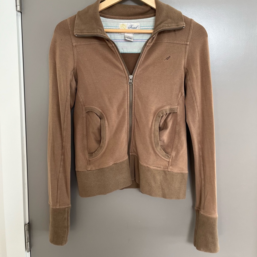 Fossil Brown Vintage Cotton Zip Up